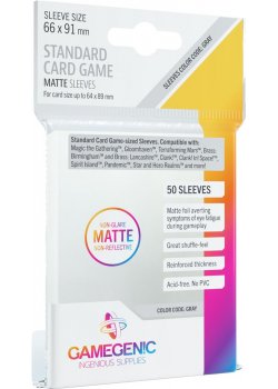 Gamegenic Board Game Sleeves: 66x91mm Matte Standard Card Game - Color Code: Gray